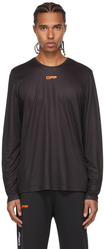 Photo: Off-White Black & Orange Active Logo Mesh Long Sleeve T-Shirt