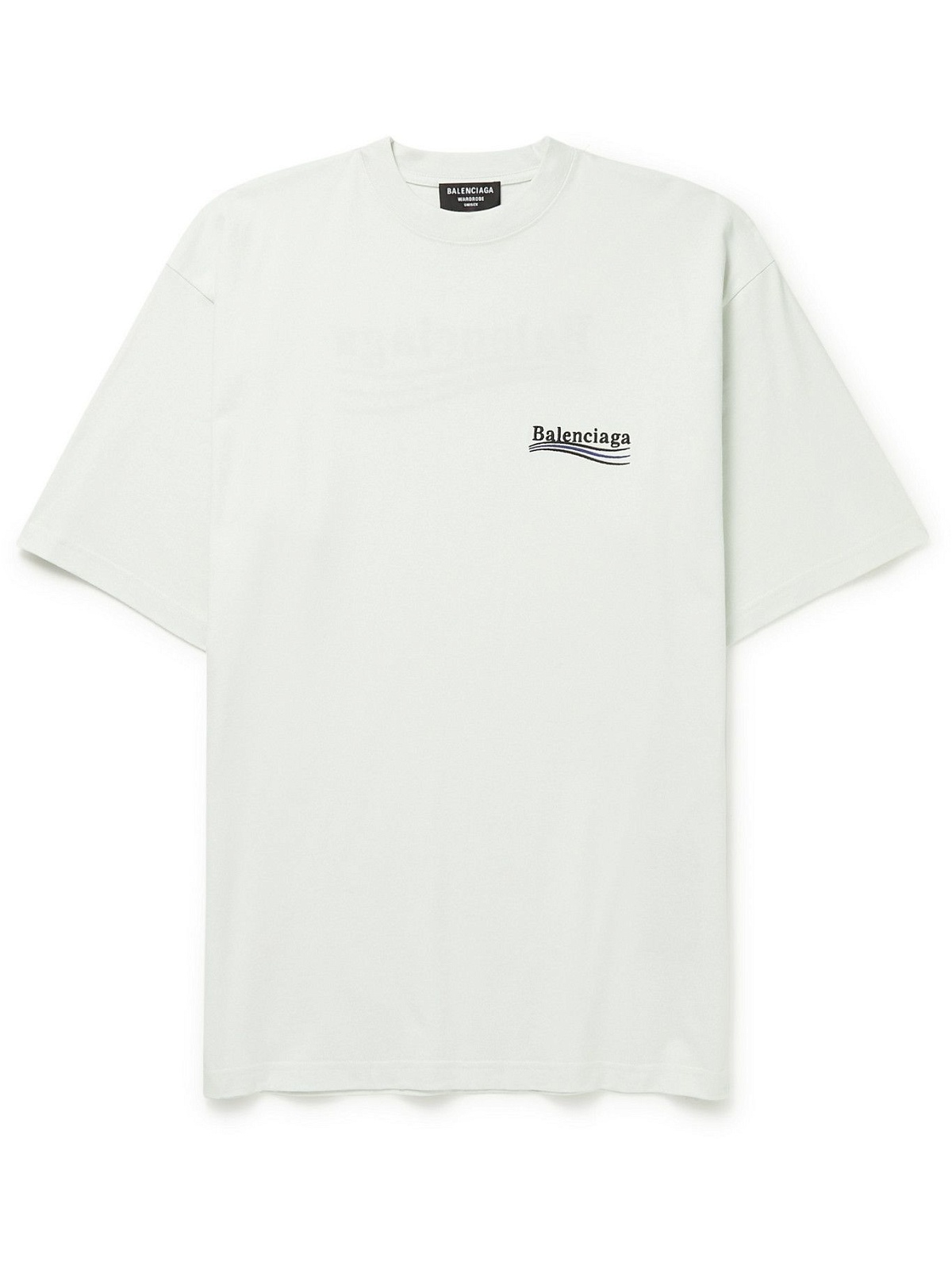 BALENCIAGA - Logo-Embroidered Cotton-Jersey T-Shirt - White Balenciaga