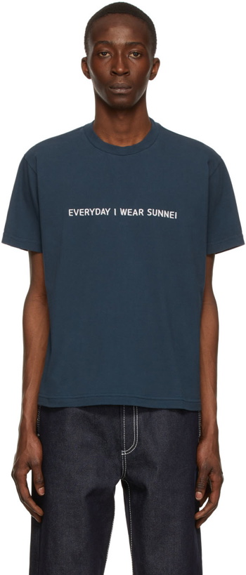 Photo: Sunnei Navy Cotton T-Shirt