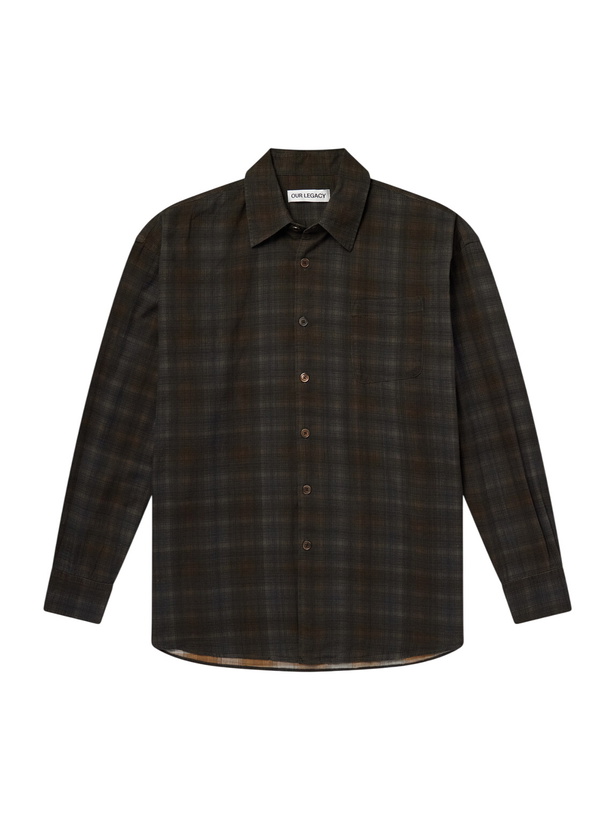 Photo: Our Legacy - Borrowed Checked Cotton-Flannel Shirt - Brown