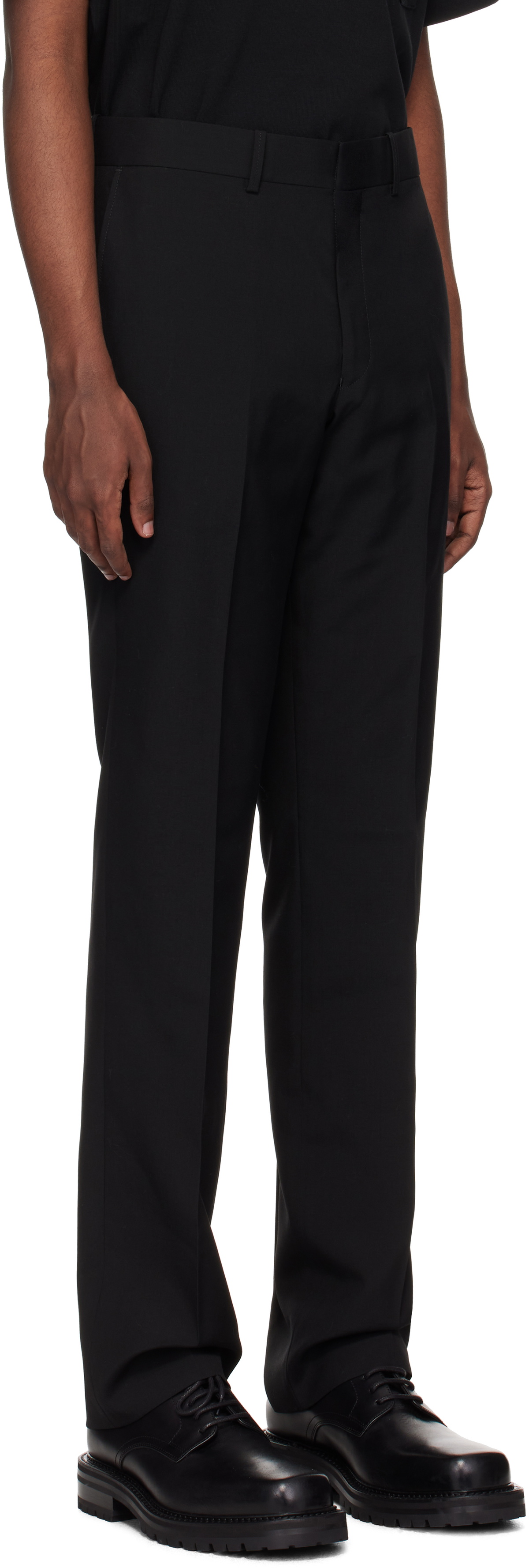 N.Hoolywood Black Slim Straight Slacks Trousers