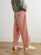 KAPITAL - Katsuragi Tapered Appliquéd Distressed Cotton-Twill Trousers - Pink