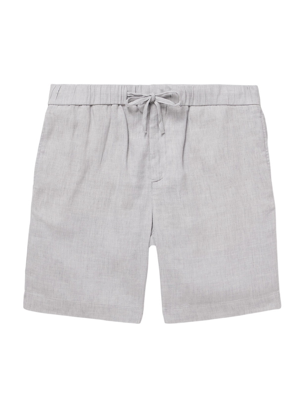 Photo: Frescobol Carioca - Felipe Straight-Leg Linen and Cotton-Blend Drawstring Shorts - Gray