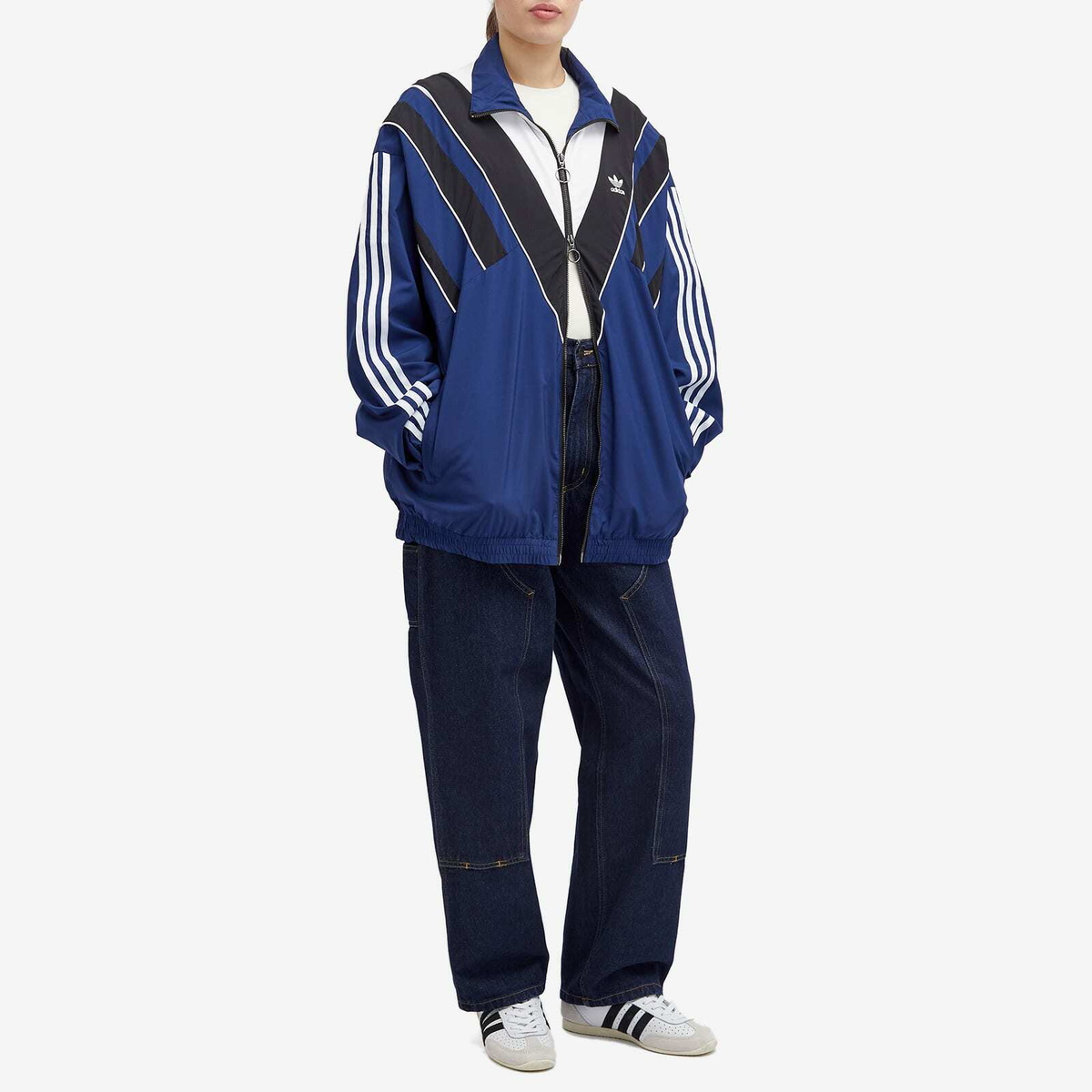 Adidas Women's Rasant Oversized Zip Off Track Top in Dark Blue adidas