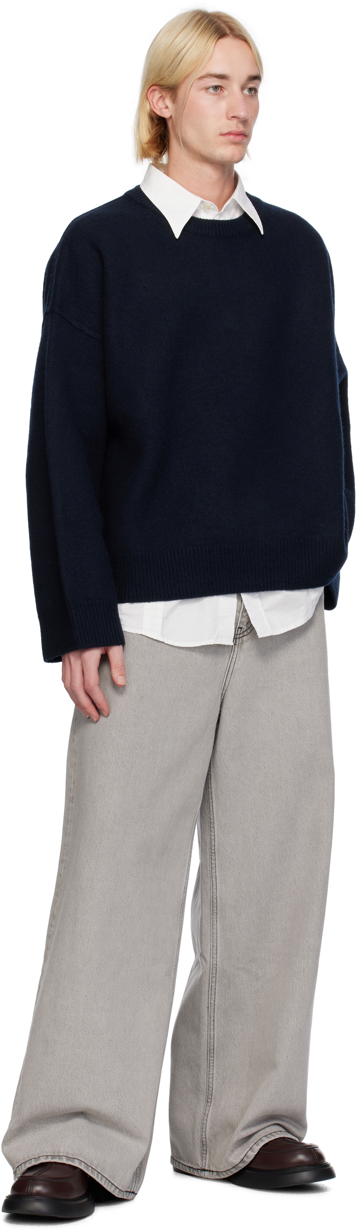 GANNI Navy Wool Sweater