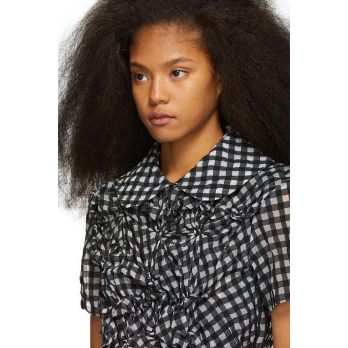Chika Kisada Black and White Check Ruched Blouse