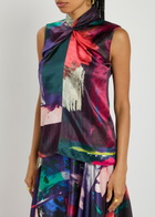 Roksanda Ava Printed Silk-satin top Multi Print