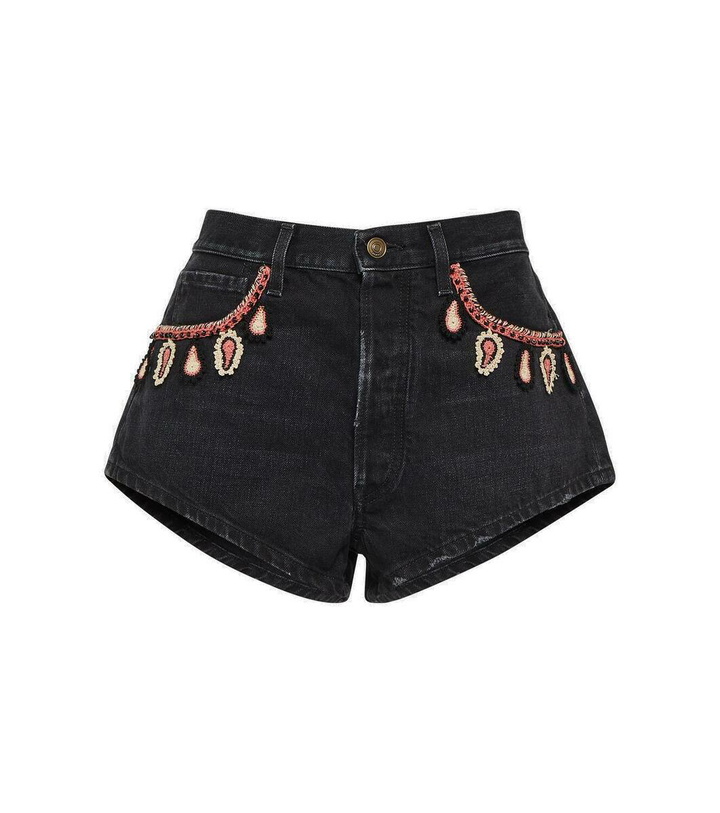 Photo: Alanui Embroidered denim shorts