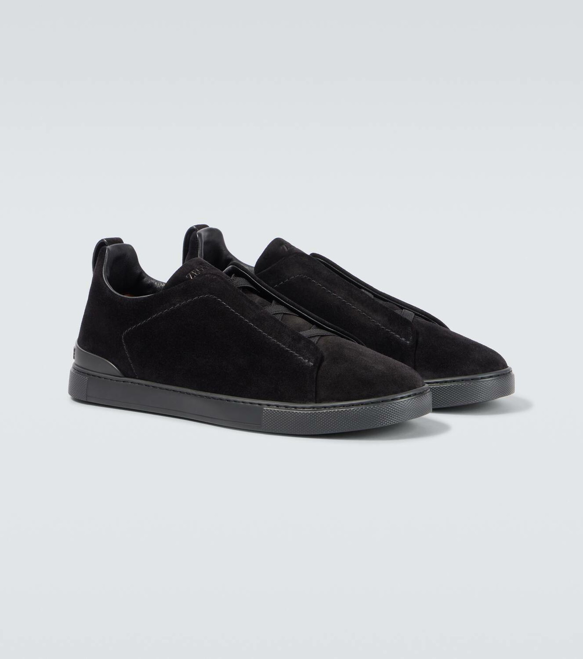 Ermenegildo Zegna Men Shoes Black Suede Navy Leather Sneaker Made in Italy 9 US ZEGNA Men main image 2