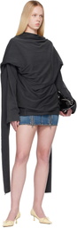Jean Paul Gaultier Black Integrated Scarf Laurier Stamp T-Shirt