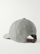 Brunello Cucinelli - Logo-Embroidered Leather-Trimmed Cotton-Twill Baseball Cap - Gray