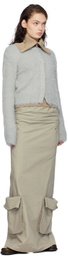 AMOMENTO Gray Shaggy Cropped Cardigan