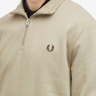 Fred Perry Men's Half Zip Sweat in Warm Grey/Brick