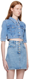 Moschino Jeans Blue Cropped Denim Jacket