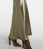 Saint Laurent Lace-trimmed silk charmeuse slip dress