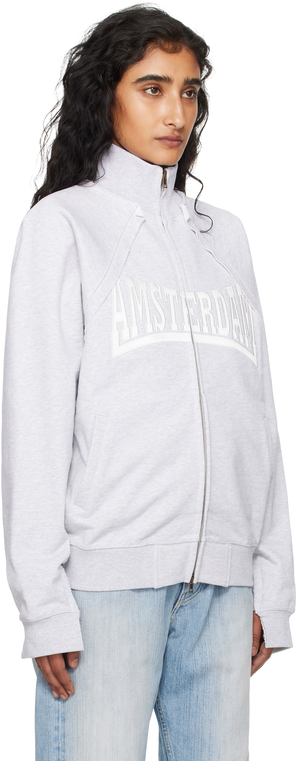 VETEMENTS Gray Patched Zip-Up Jacket