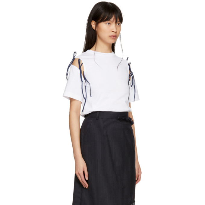 Facetasm SSENSE Exclusive White and Navy Tie T-Shirt