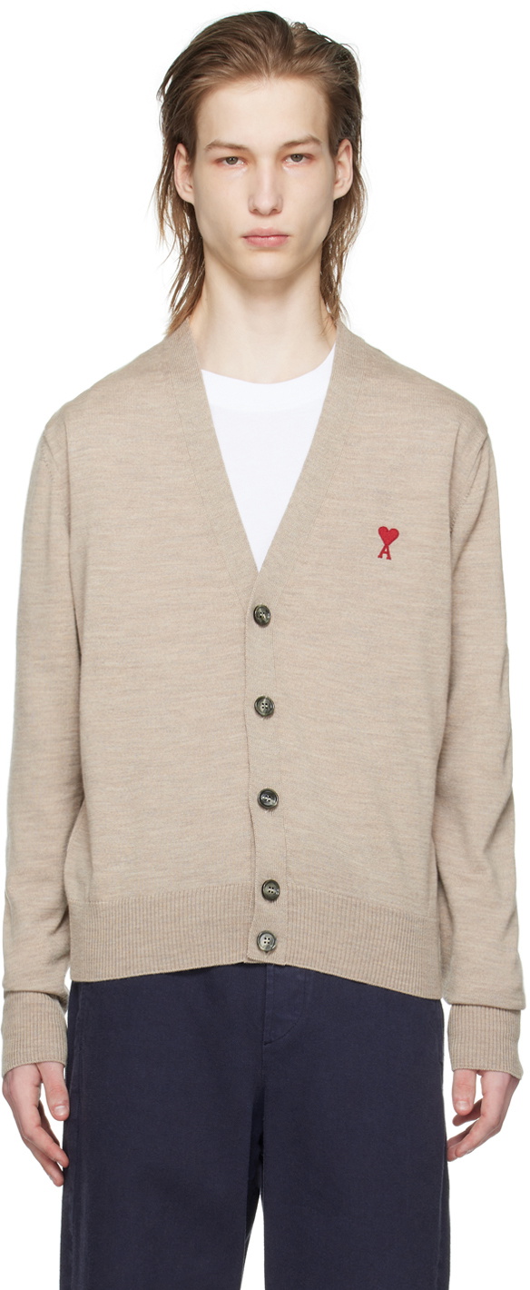 AMI Paris Beige Ami de Cœur Cardigan AMI