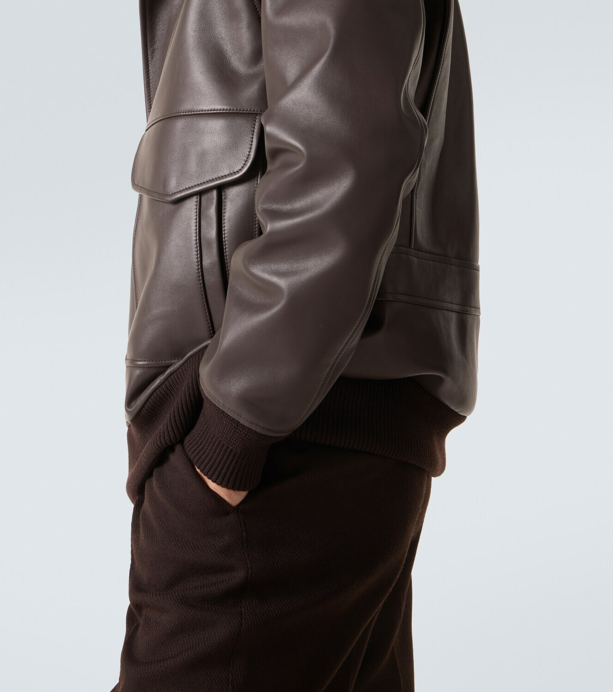 Gabriela Hearst Shearling-trimmed leather bomber jacket