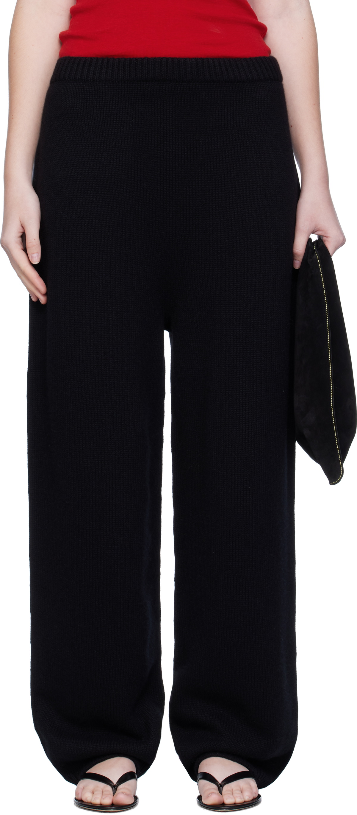 Arch The Black Wide Knitted Jogger Lounge Pants
