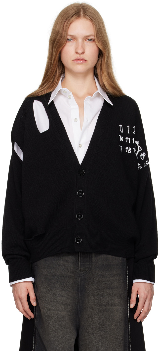 MM6 Maison Margiela Black Cut Outs Cardigan MM6 Maison Margiela