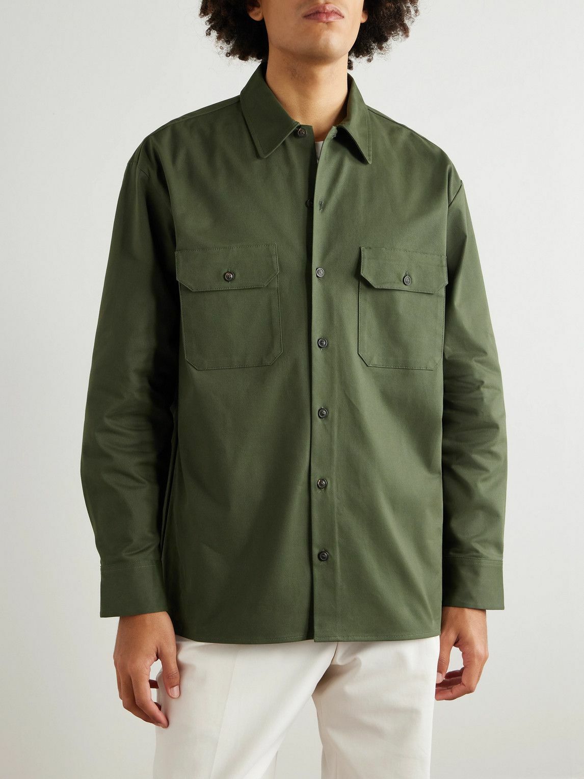 Ghiaia Cashmere - Cotton-Twill Shirt - Green
