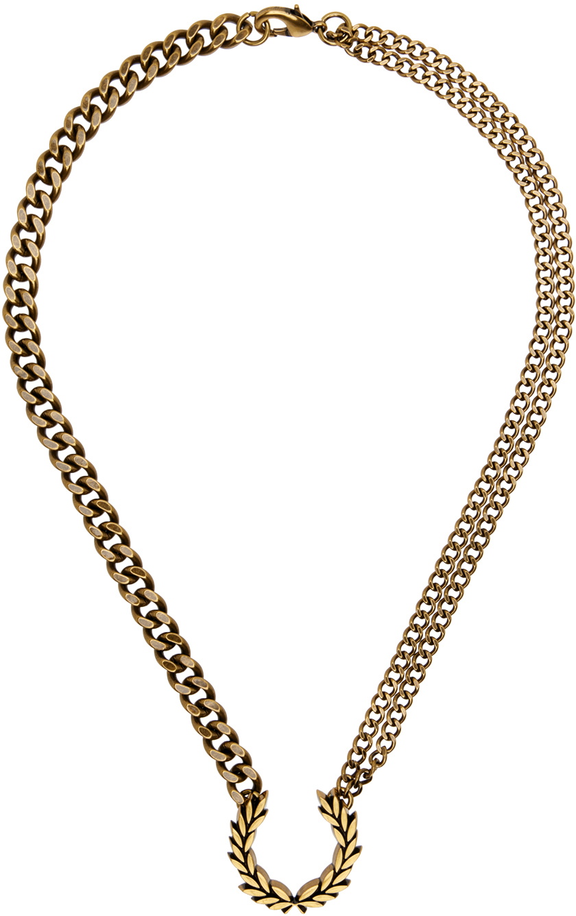 Fred Perry Gold Double Chain Laurel Wreath Necklace