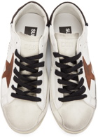 Golden Goose White & Brown Super-Star Classic Sneakers