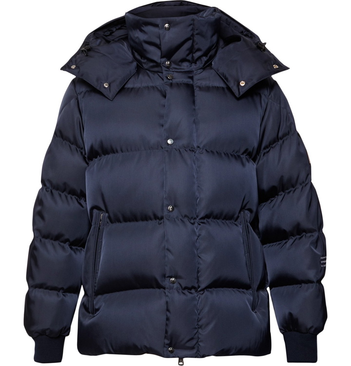 Photo: Moncler Genius - 7 Moncler Fragment Falcon Quilted Printed Nylon Hooded Down Jacket - Blue