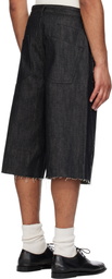 COOR Black Raw Cut Engineer Denim Bermuda Shorts