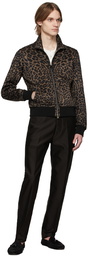 TOM FORD Brown Leopard Zip-Up Sweater