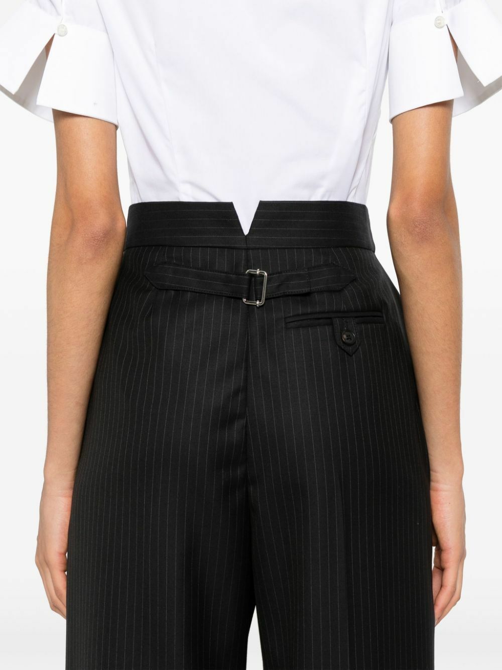 パンツ Alexander McQueen Check Cropped Slacks Alexander McQueen Wide Leg Capri Crop Pants Black Gingham