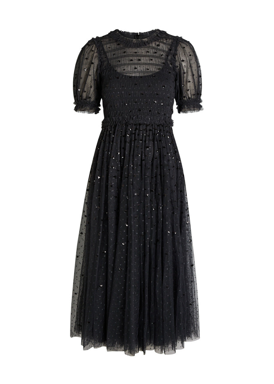 Needle & Thread Giselle Sequin-embellished Tulle Midi Dress Black
