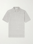 Boglioli - Open-Collar Ribbed Linen and Cotton-Blend Polo Shirt - Gray