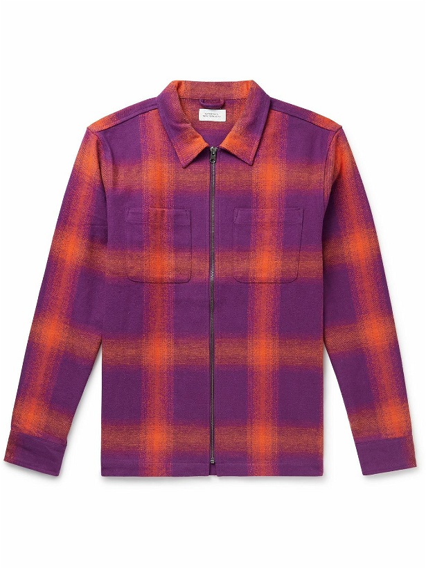 Photo: Saturdays NYC - Ryan Checked Cotton-Flannel Overshirt - Purple