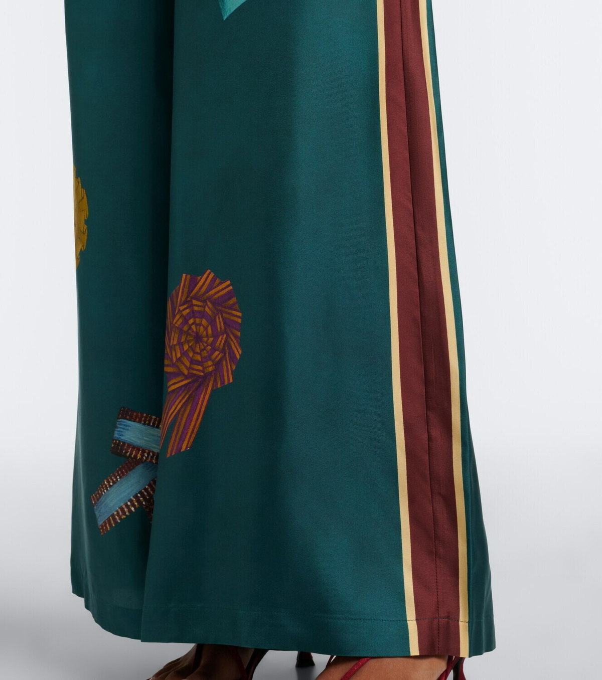 Alémais Rosette printed silk twill palazzo pants