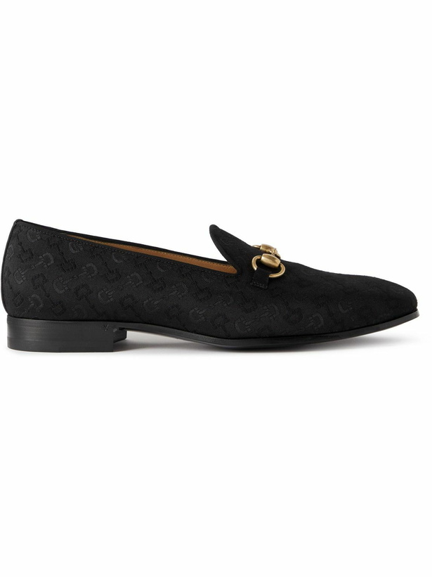 Photo: GUCCI - New Gallipoli Horsebit-Detailed Canvas-Jacquard Loafers - Black