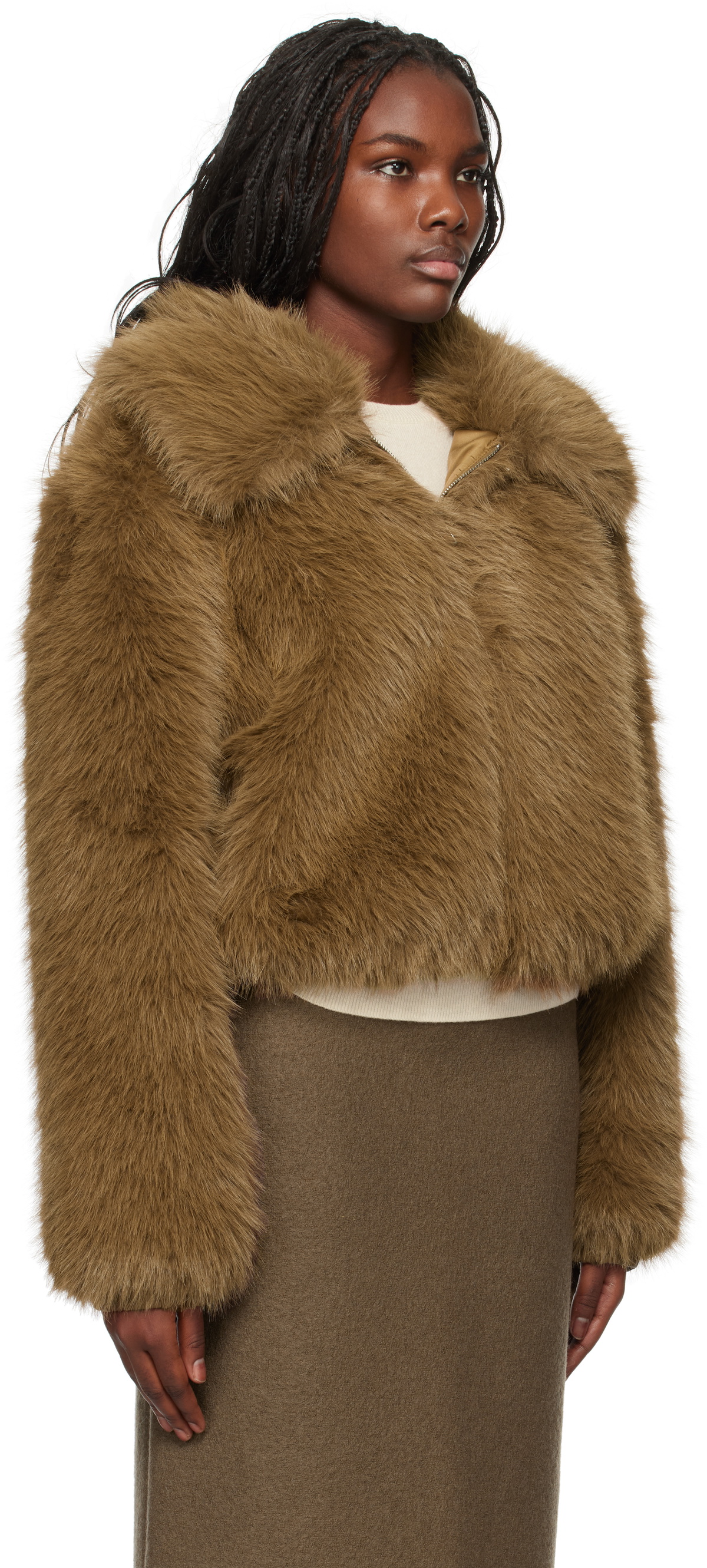 The Frankie Shop Tan Hope Faux-Fur Jacket The Frankie Shop