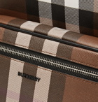 BURBERRY - Leather-Trimmed Checked Coated-Canvas Backpack - Brown