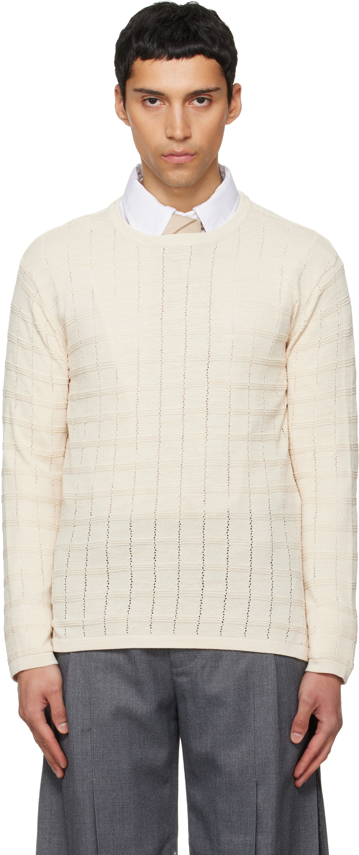 NULLUS Off-White Cube Texture Knit Sweater NULLUS
