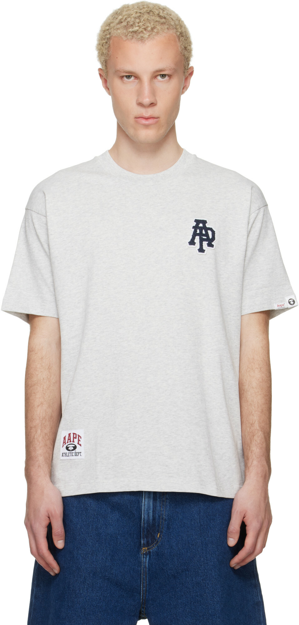 AAPE by A Bathing Ape Gray Logo Patch T-shirt