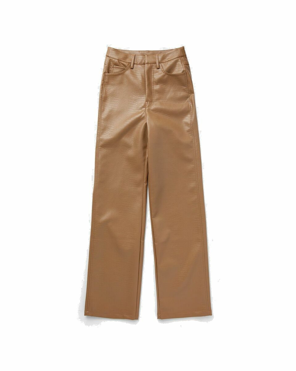 Photo: Rotate Birger Christensen Textured Straight Pants Brown - Womens - Casual Pants