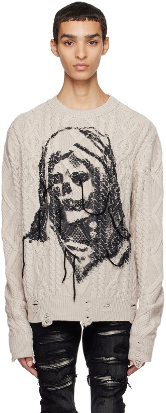 Photo: AMIRI Beige Wes Lang Edition Reaper Sweater