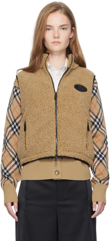 Photo: Burberry Beige Cropped Fleece Vest