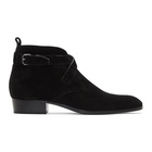 Saint Laurent Black Wyatt 30 Buckle Boots