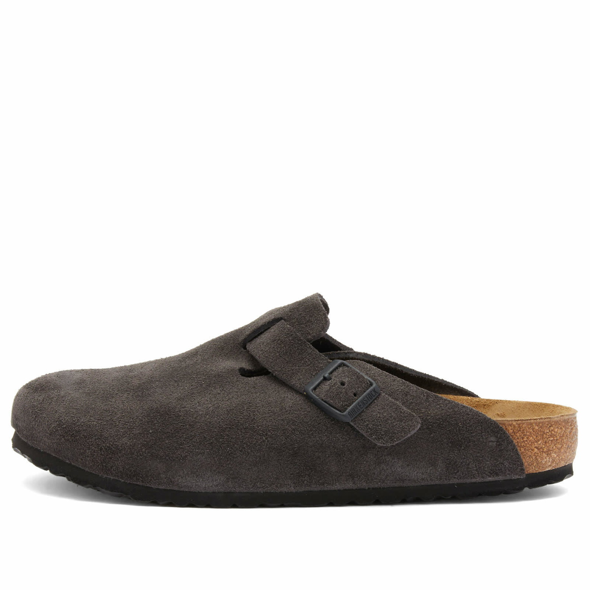 Birkenstock Men\'s Suede Clog in Dark Gray with Copper Buckle Birkenstock Boston Clog (Men) - Concrete Gray Suede/Iron  main image 2