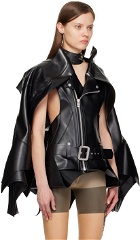Junya Watanabe Black Biker Faux-Leather Vest