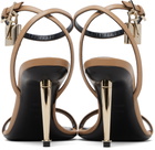 TOM FORD Beige Shiny Padlock Pointy Naked Heeled Sandals