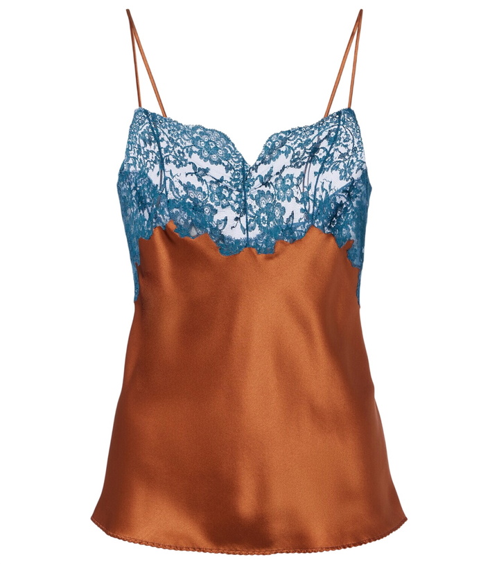 Photo: Saint Laurent Lace-trimmed silk satin camisole