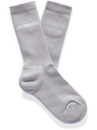 Jacquemus - Logo-Jacquard Ribbed Cotton-Blend Socks - Gray
